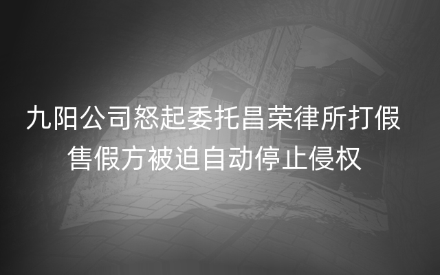 九阳公司怒起委托昌荣律所打假        售假方被迫自动停止侵权