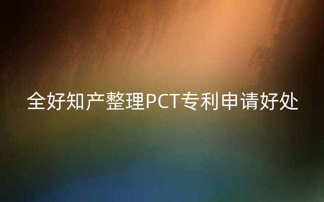 全好知产整理PCT专利申请好处