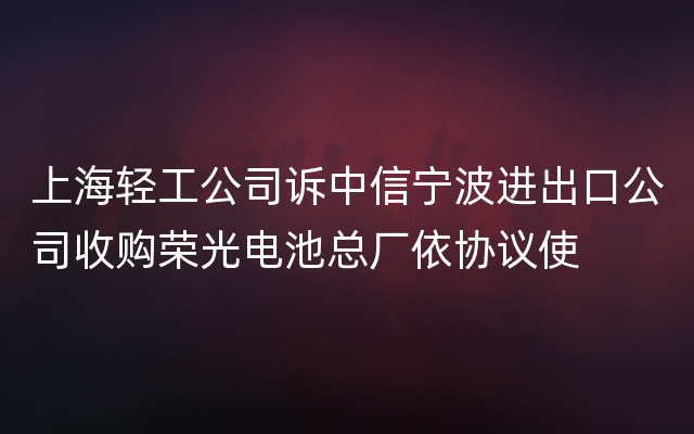 上海轻工公司诉中信宁波进出口公司收购荣光电池总厂依协议使
