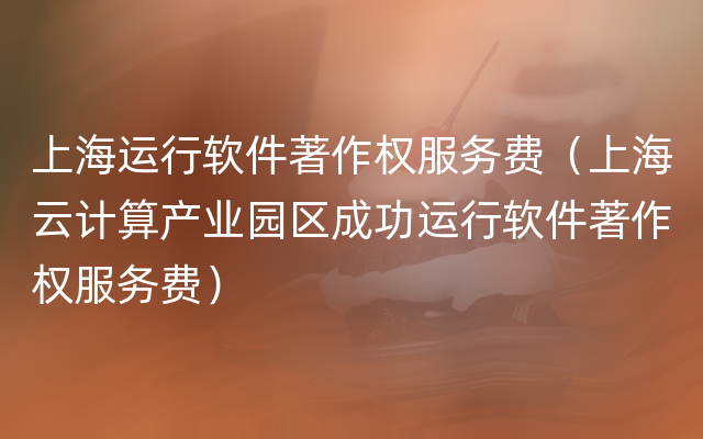 上海运行软件著作权服务费（上海云计算产业园区成功运行软件著作权服务费）