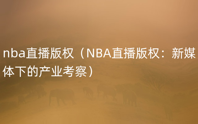 nba直播版权（NBA直播版权：新媒体下的产业考察）