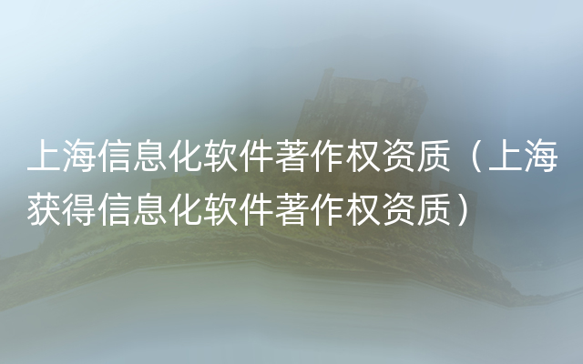 上海信息化软件著作权资质（上海获得信息化软件著作权资质）