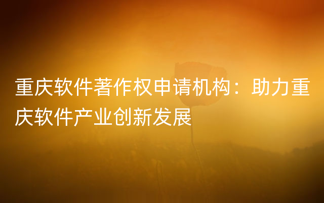 重庆软件著作权申请机构：助力重庆软件产业创新发展