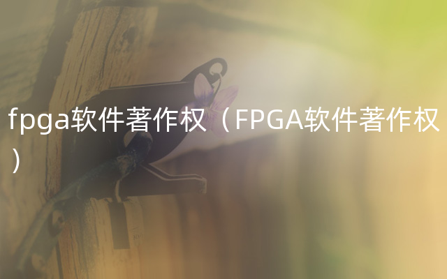 fpga软件著作权（FPGA软件著作权）