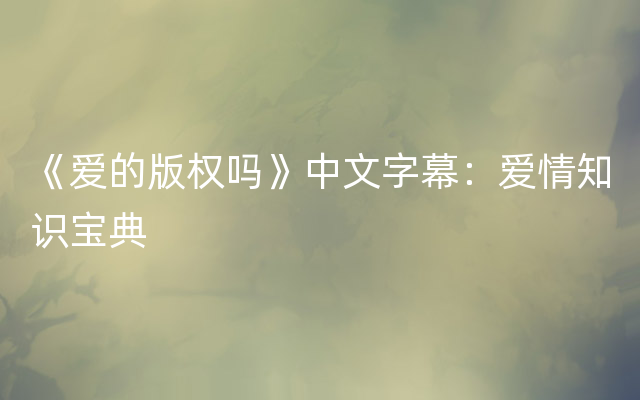 《爱的版权吗》中文字幕：爱情知识宝典